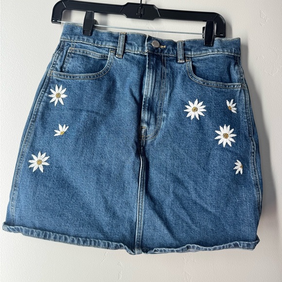 Everlane Dresses & Skirts - Everlane Way High Daisy Embroidered Denim Skirt Organic Cotton Cottagecore Chic